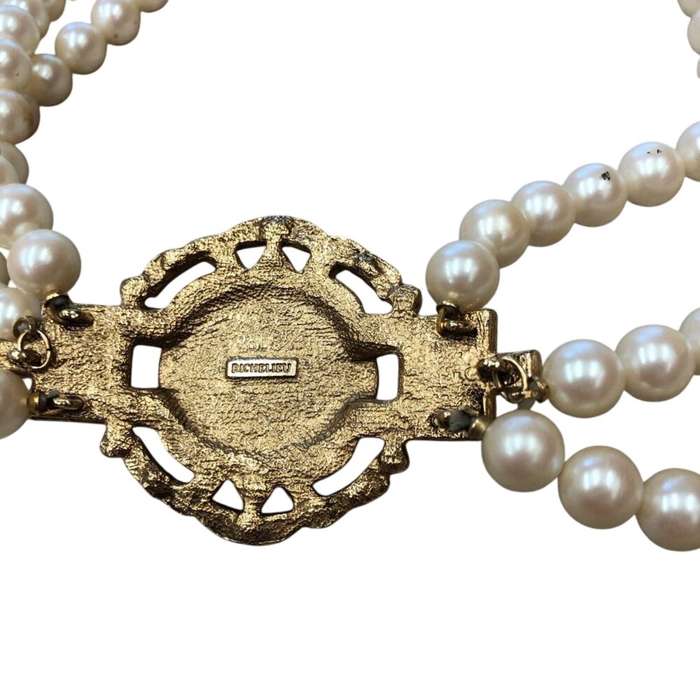 Vintage Signed Richelieu Pearlescent Rhinestone Choker - Picture 8 of 16